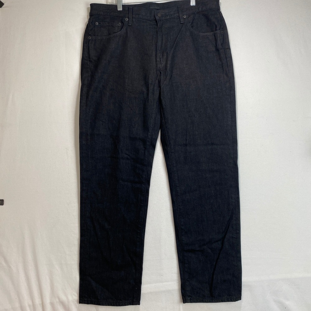 Uniqlo Regular Fit Straight Middle Rise Jeans Mens 36x30 Black Cotton Denim